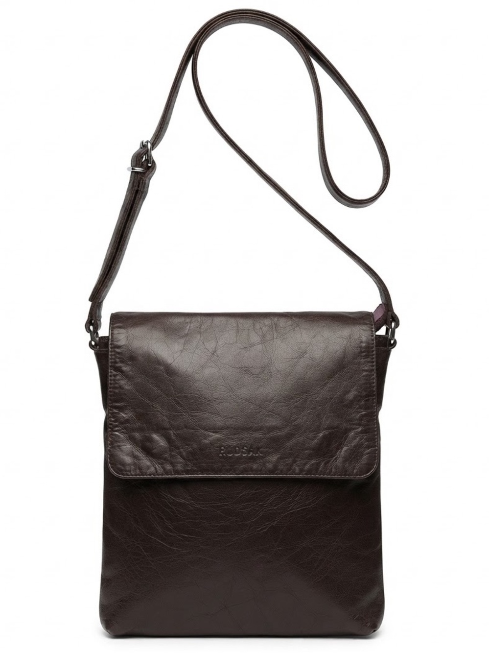 RUDSAK Brown Leather Crossbody Bag for Women Men Unisex